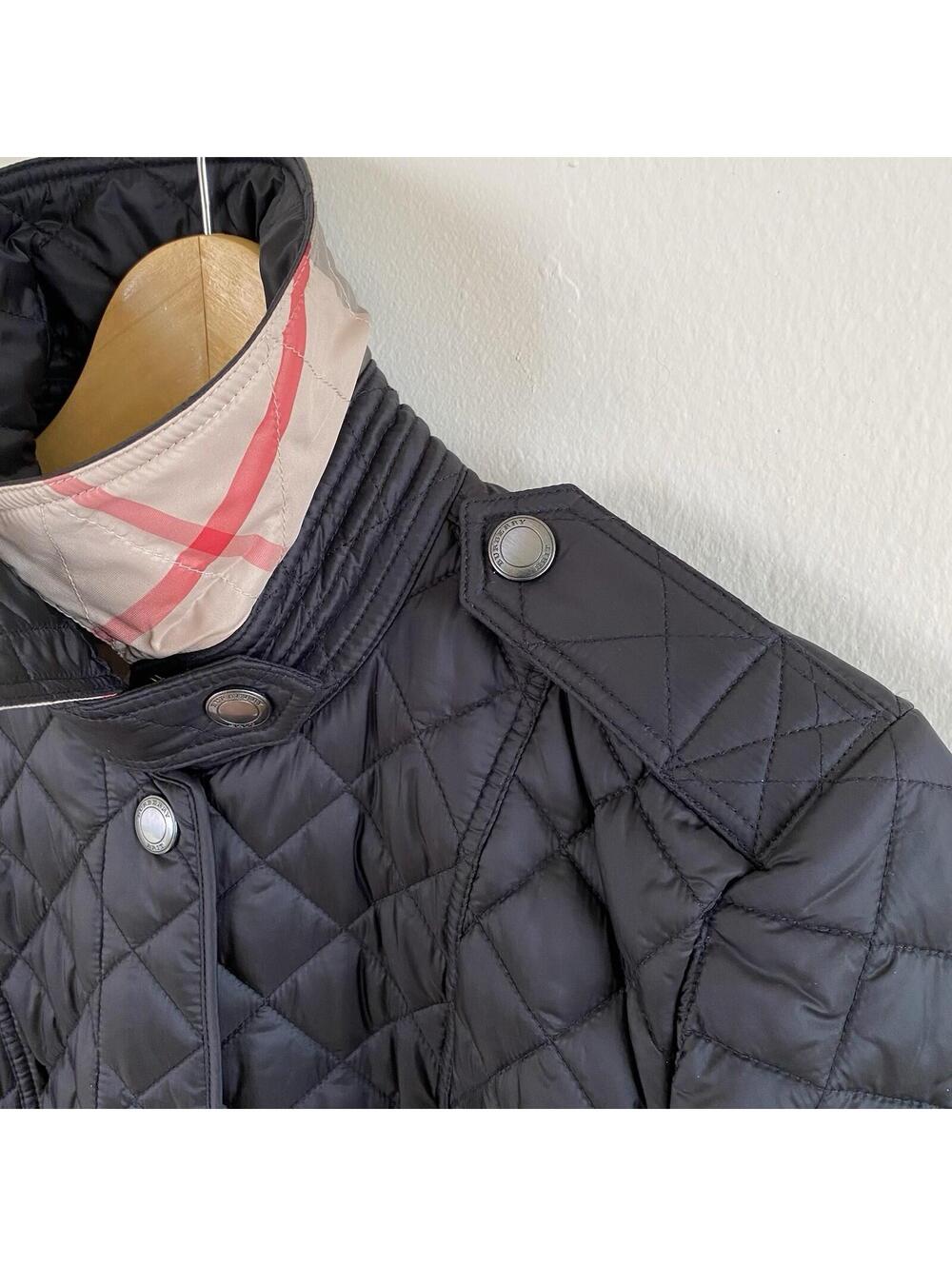 Authentic Burberry Brit Black Quilted Nova Check Jacket SZ S - Picture 3 of 9